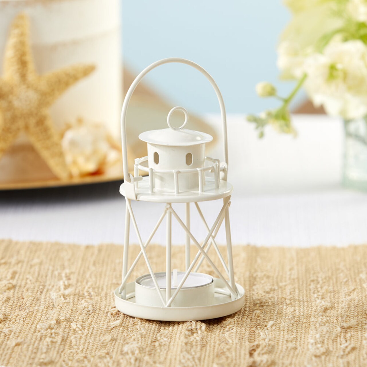 Kate Aspen Tea Light Holder - 8PCS - By The Sea Lighthouse Votive Candle Holder, Centerpiece for Wedding Table, Accent Piece, Birthday Party Decor, Bridal Shower &#x26; Wedding Favors